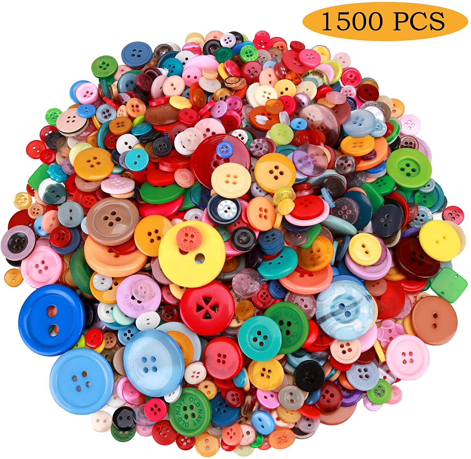 Bedeone 1000 Pcs Assorted Buttons For Crafts, Resin Buttons For