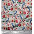 thumbnail image 1 of Soimoi Gray Rayon Fabric Insect,Floral & Bluebird Bird Print Fabric by Yard 42 Inch Wide, 1 of 3