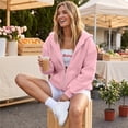 thumbnail image 5 of Women's Hooded Zip Up Sweatshirt Fleece Jacket Casual Long Sleeve Pullover Hoodie Coat Outerwear Winter Fall Fashion Loose Fit Full Zipper Pocket Tops, 5 of 6
