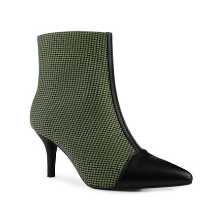 

Allegra K Houndstooth Cap Toe Stiletto Heel Ankle Boots for Women