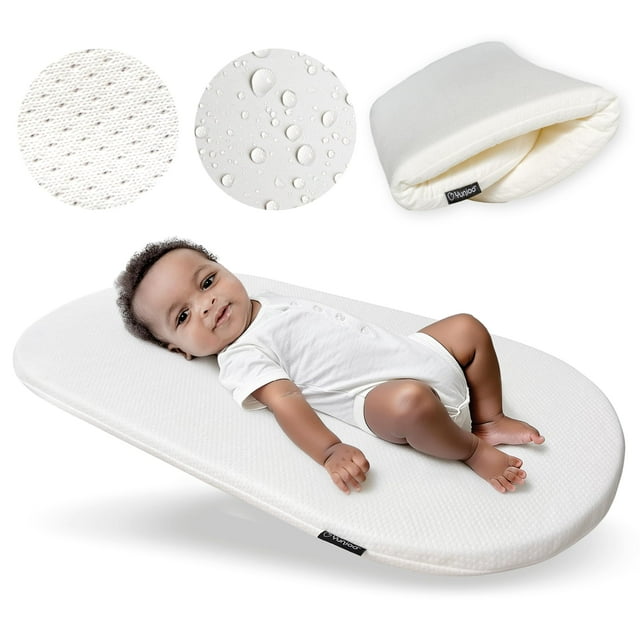 Cambiador de bebé plegable Yunioo. Protector de colchón para moisés o moisés ovalado con funda ultrasuave. Colchón de repuesto para estación de cambio de pañales. Cambiador para tocador. 29" x 15"