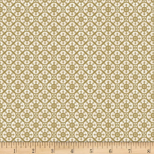 Stof Fabrics 4497012 Gloria Medallion Gold Cotton Fabric By The Yard