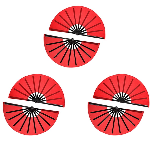 6 Piezas Abanico Plegable Grande Abanico Plegable de Mano de Tela de Nylon Abanico de Tai Abanico de Mano Plegable de Decoración para Favores de Fiesta (Rojo)