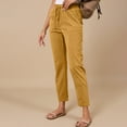 thumbnail image 4 of Tianiyouqing Womens Elastic Waist Straight Leg Drawstring Corduroy Pants with Pockets Earthy Yellow S, 4 of 6