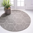 thumbnail image 1 of Unique Loom 3145468 4 x 4 ft. Geometric Trellis Frieze Round Rug, Light Gray, 1 of 2