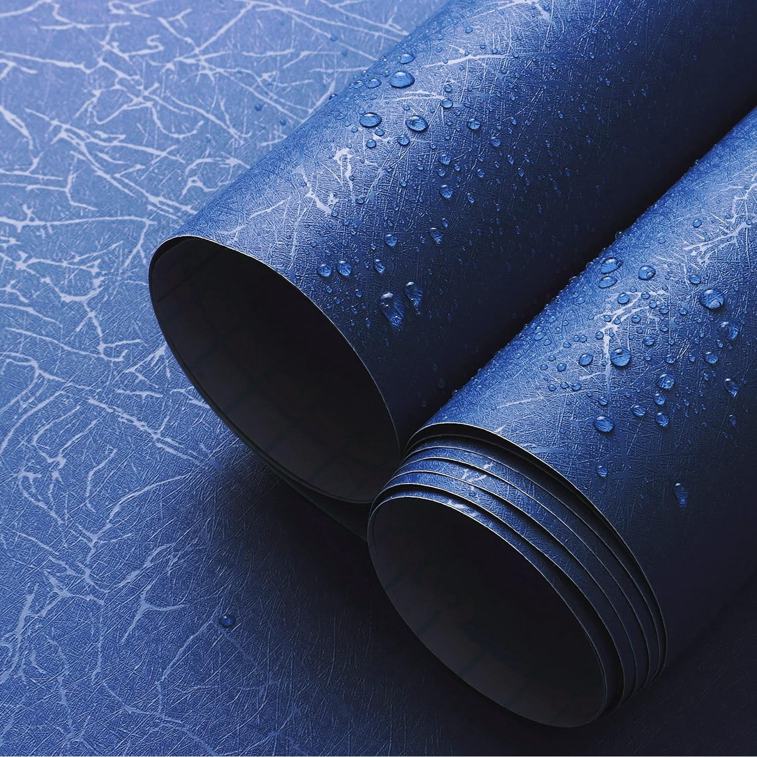 17.3 inch X 590 inch Wallpaper Blue Textured Wallpaper Peel and Stick Modern Solid Color Wall Paper Removable Contact Paper for Walls Vinyl Rolls