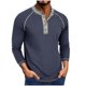 thumbnail image 2 of Blusas y camisas de manga larga y cuello redondo para hombre, color liso, informal, con botones, cárdigan de media manga, top de cuello redondo para hombre, blusas de poliéster para hombre, 2 of 7
