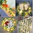 thumbnail image 6 of 6.56 Ft Vines with Fairy Lights Battery Operated, 20 LEDs Artificial Watermelon Leaf Garland Fairy Light, Hanging Ivy Lights for Bedroom Garden Party Wall Room Decor (Warm White）, 6 of 8
