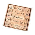 thumbnail image 3 of Juego de 25 sellos de diario de madera, sellos de goma, suministros decorativos para bricolaje, impresión Expresiones de dibujos animados, 3 of 8
