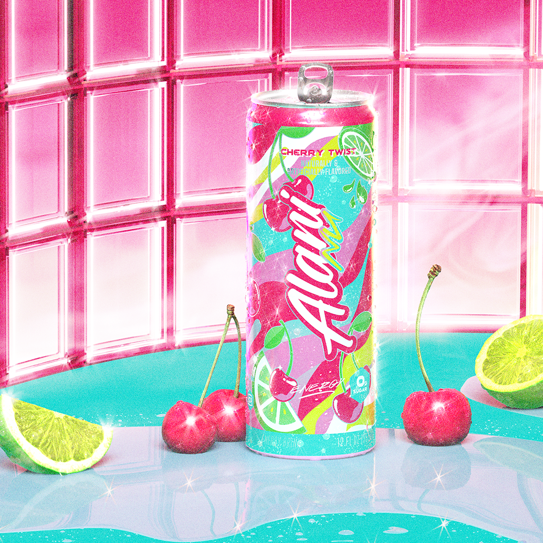 Alani Nu Energy Drink, Cherry Twist Limited Time Only, 12 fl oz (Single Can)-Pack Of 4