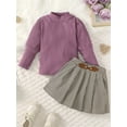 thumbnail image 3 of Wassery Little Girls 2Pcs Skirt Outfits 12M 24M 2T 3T 4T 5T Kids Girls Long Sleeve Ribbed Tops + Plaid A-line Skirt Set Child Girls Autumn Clothes, 3 of 8
