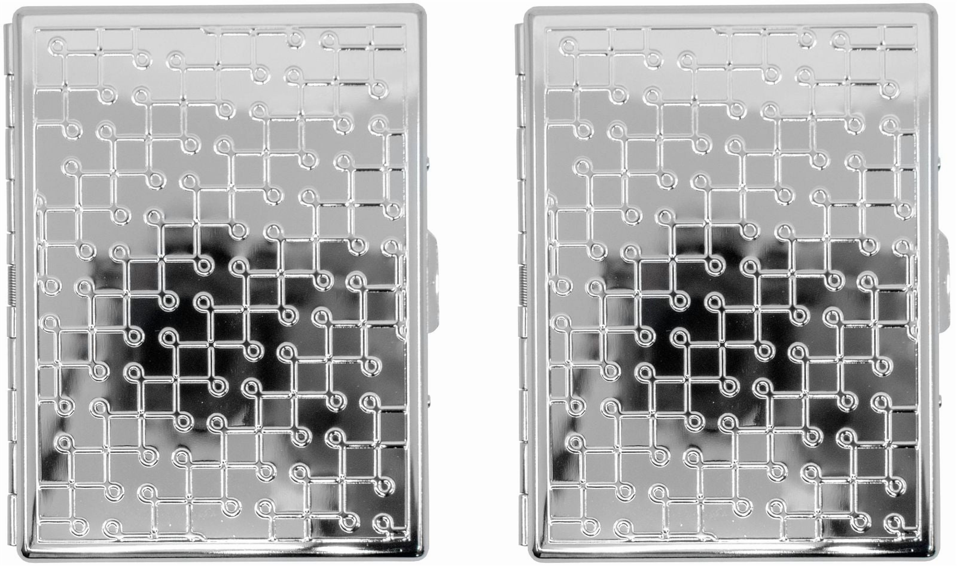Set of 2 Metal-Plated 100s Ultra Compact Cigarette Case & Stash Box (Silver Loops)