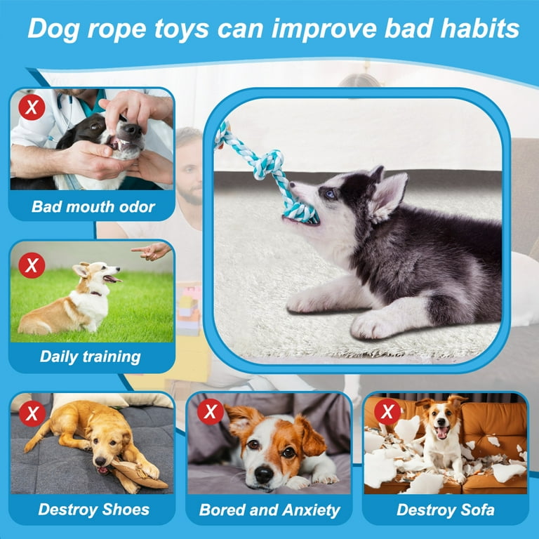 Vivifying Dog Rope Toys, 3 Knots Durable Braided Cotton Pet Chew Rope Toys  for Dog Cat Puppy Teeth Cleaning(Blue) , Best Gift for Your Pet -  Walmart.com