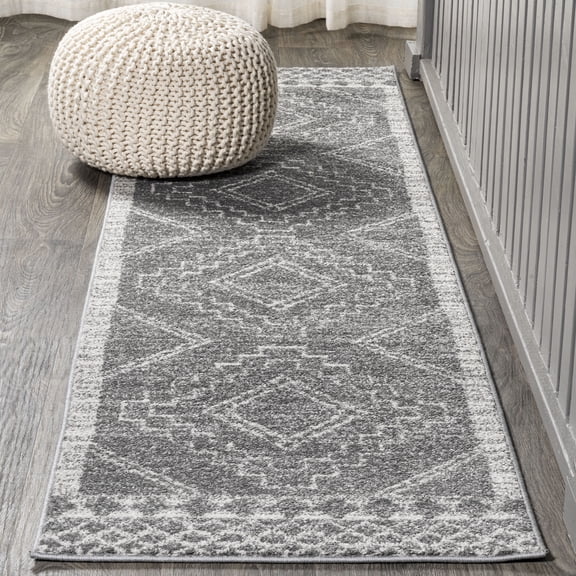 JONATHAN Y MOH200C-28 Amir Moroccan Beni Souk Gray/Cream 2 ft. x 8 ft. Runner Rug
