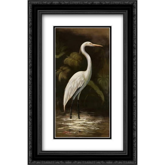 Brown Egret 2x Matted 16x24 Black Ornate Framed Art Print by Smith