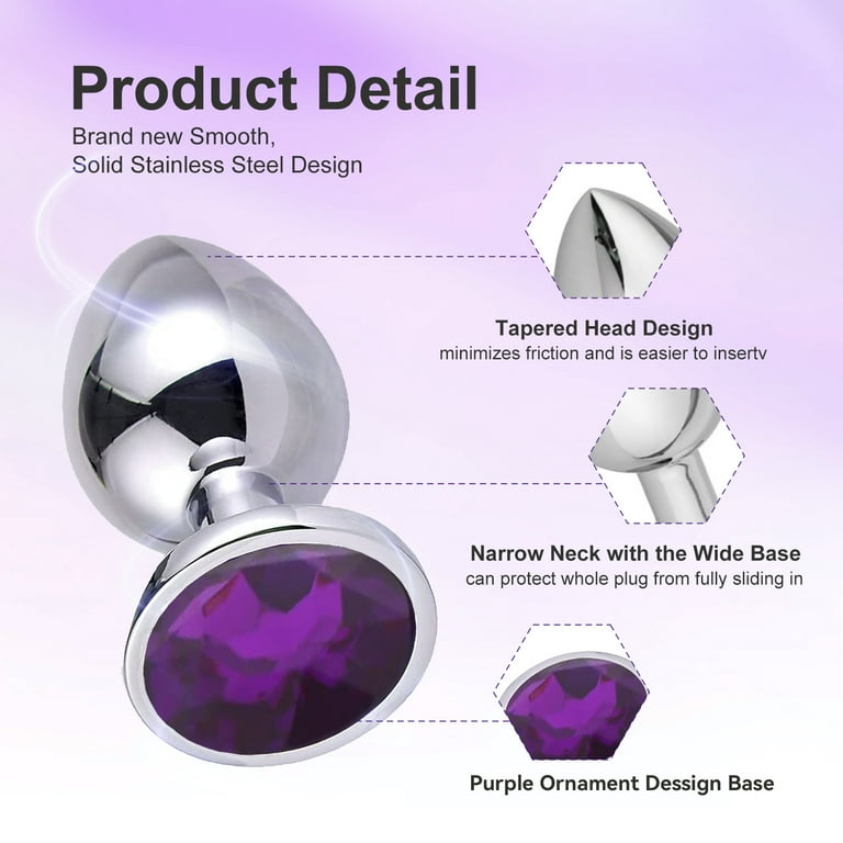Stainless Steel Jewelry Design Anal Butt Plug Set 3PCS Anal Sex Toys  Set,Couples Adult Sex Toys for Male Female-Purple - Walmart.com