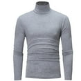thumbnail image 2 of WoenderWiz Men's Turtleneck Top Slim Fit Solid Base Thin Sweater Casual Long Sleeve Underwear Tops Male Cozy Blouse T-Shirt Light Gray XL, 2 of 4