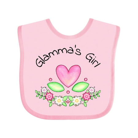 

Inktastic Glamma s Girl- Heart Flowers Gift Baby Girl Bib