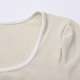 thumbnail image 6 of WTXUE T-Shirts Short Sleeve, Square Neck Shirts for Women's Square Neck Color Block T Shirt 2024 Summer Sli Crop Tops Solid, Knit Tops | Casual for Women Beige XL, 6 of 8