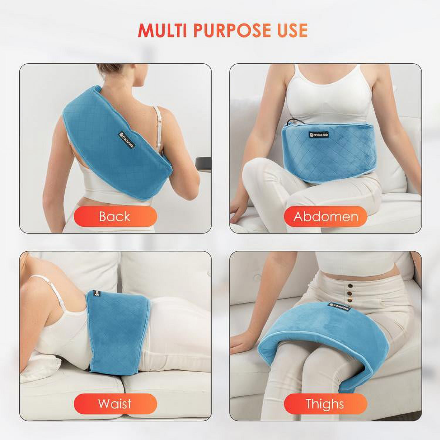 COMFIER Cordless Heating Pad for Back Pain Relief,Lower Back Massaager with  Heat, Heat Pads for Back,Cramps,Lumbar,Abdominal,Leg, Arthritic Pain,Gifts
