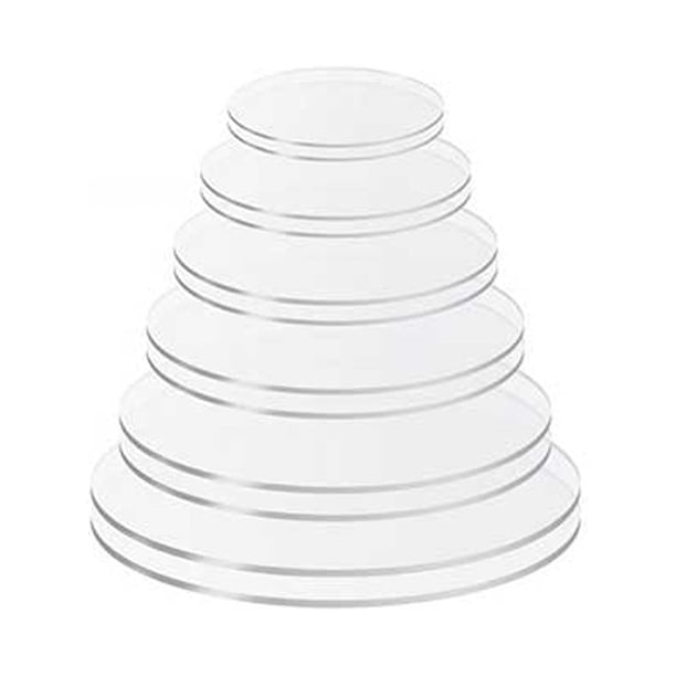 Inteprter 2 piezas de disco acrílico para pastel, portátil, reutilizable, lavable, transparente, repuesto para el hogar, bandeja para cupcakes, Herramientas y accesorios para hornear 16cm
