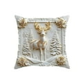 thumbnail image 1 of Funda de Cojín Festiva, Diseño Navideño, Cojín Decorativo, con Motivos de Navidad de Copos de Nieve y Renos para Decoración del Hogar, 1 Pieza., 1 of 1