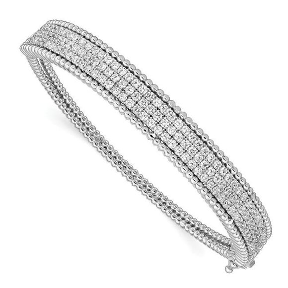 Sterling Silver CZ Hinged Bangle