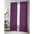 thumbnail image 4 of Sheer Curtains 84 Inches Long 2 Panels Set for Living Room, Purple Burlap Texture Semi Sheer Curtains for Windows, Farmhouse Vintage Purple Voile Window Treatments Rod Pocket Curtain, 4 of 7