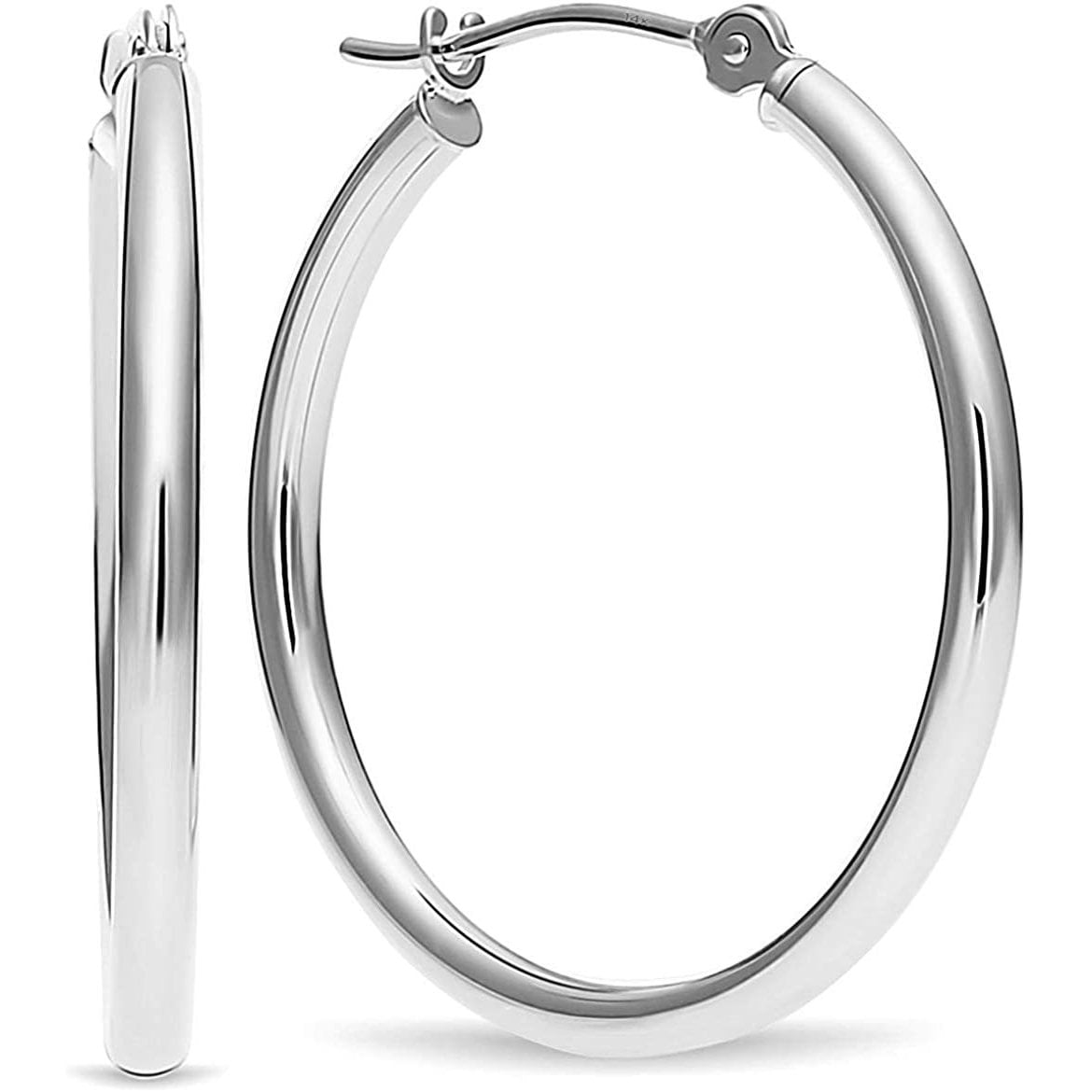 14k Rose Gold 35mm Polished Hoop Earrings 1.4" Diameter Rose Gold