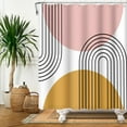 thumbnail image 5 of Lfeey Shower Curtain with Hooks, Boho Abstract Half Circle Bathroom Waterproof Curtain, Pink, 72x78 inch, 5 of 5