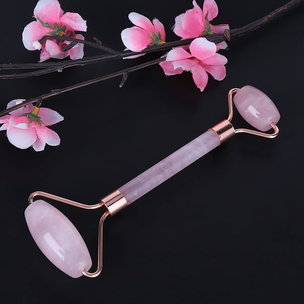 Rodillo de cuarzo rosa rodillo de cristal de rodillo de piedra de jade rosa de doble cabeza natural Salida de alta intensidad Walmart en linea