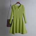 thumbnail image 2 of Diufon Womens Fall Knit A-Line Dresses Casual Solid Color Dress Lapel V Neck Long Sleeve Dress, 2 of 3