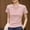 Red, variant on Women Crewneck Slim Fitted Short Sleeve T Shirts Cute Stripe Stretchy Bodycon Basic Tee Tops