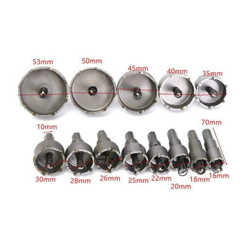 thumbnail image 3 of Juego de 13 piezas de sierra perforadora Versailles, broca para sierra perforadora, broca perforadora de acero inoxidable de 16 mm y 53 mm Brocas TCT de carburo de tungsteno Brocas para metal Herramie, 3 of 3