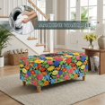 thumbnail image 4 of FOR U DESIGNS Colorful Flower Dachshund Print Ottoman Slipcover Stretch Flip-Top Storage Stool Cover Washable Rectangle Footrest Cover with Elastic Band, Non-Slip Removable Bench Protector for Kids, 4 of 7