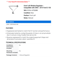 thumbnail image 2 of Front Left Window Regulator - Compatible with 2003 - 2014 Ford E-150 2004 2005 2006 2007 2008 2009 2010 2011 2012 2013, 2 of 2
