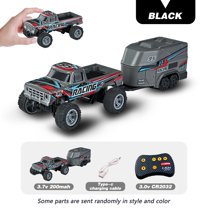 1: 64 scale Bigfoot with trailer remote control car - equipped with lights, 2.4GHz remote control, alloy structure, supporting speed regulation/steering