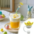 thumbnail image 6 of Easter Straw Toppers Cute Straw Covers Cartoon Design Easter Eggs Chick Bunny Reusable Straws Topper Accessories Cup Decoration (B), 6 of 6