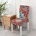 thumbnail image 4 of Artistic and Exotic Paisley Pattern Dining Chair Covers Set of 4 Bohemian Vintage Floral Ethnic Retro Design Washable Polyester Stretch Slipcovers Removable Protector for Classic Home, 4 of 7