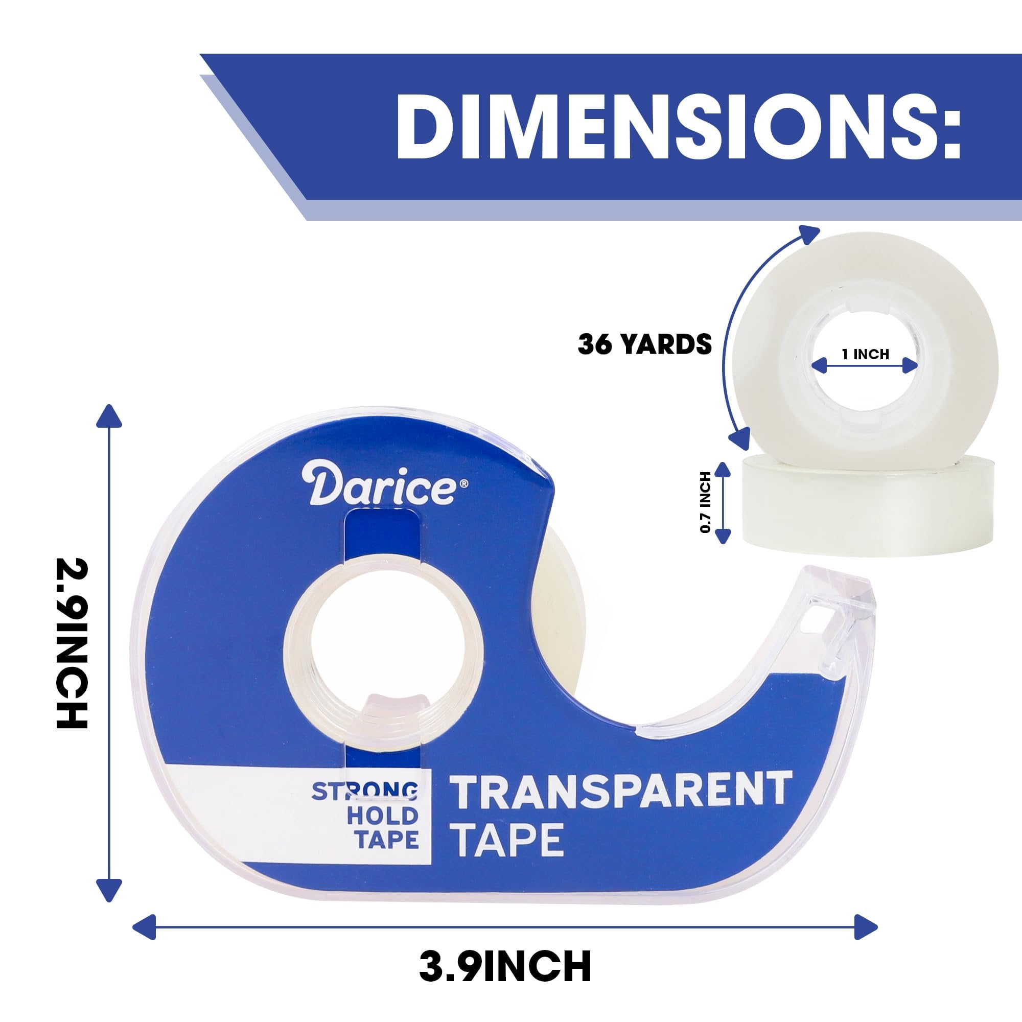 Darice Transparent Tape with Dispenser - 24 Pack Clear Tape, 0.7" x 36 Yds, 1-Inch Core, Smooth Cutting, Durable Adhesive for Office, Home, School, Arts & Crafts, and Gift Wrapping Tape