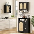 thumbnail image 3 of VEANERWOOD Rattan Bathroom Wall Storage Cabinet with Double Doors and Adjustable Shelves, Medicine Wall Storage Cabinet for Kitchen, Toilet, Bathroom, 3 of 9