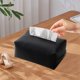 thumbnail image 4 of Funda de piel sintética para caja de pañuelos | Elegante organizador de papel de mesa para el hogar, la oficina y el coche | Blanco, gris o marrón, 4 of 6