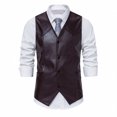 thumbnail image 3 of Men's Vest Spring And Summer New Foreign Trade European Size Pu Leather Solid Color Retro V Neck Single-Breasted Men's Motorcycle Vest, 3 of 3