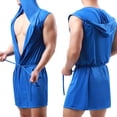 thumbnail image 2 of Wiyuqeen Men Lightweight Sleeveless Hooded Bathrobe Solid Summer Sleep Robe Adjustable Tie Waist Knee Length Loose Loungewear for Hot Weather Bedroom Rest Daily Indoor Wear, 2 of 6