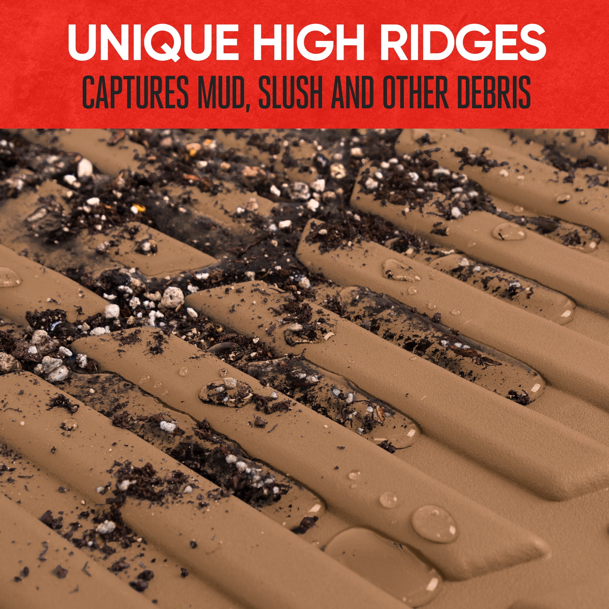 Motor Trend PRO920 Beige Premium FlexTough Deep Dish Rear Rubber Mats All-Protection Universal Design for Cars Sedan Truck SUV