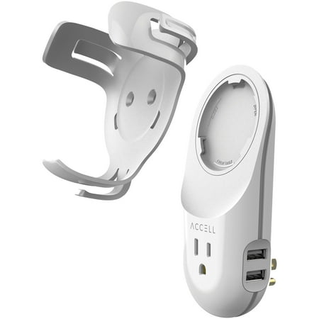 Accell - Power Wall Charger with Holder for Amazon Echo Dot 3rd Gen and 2 USB-A Charging Ports