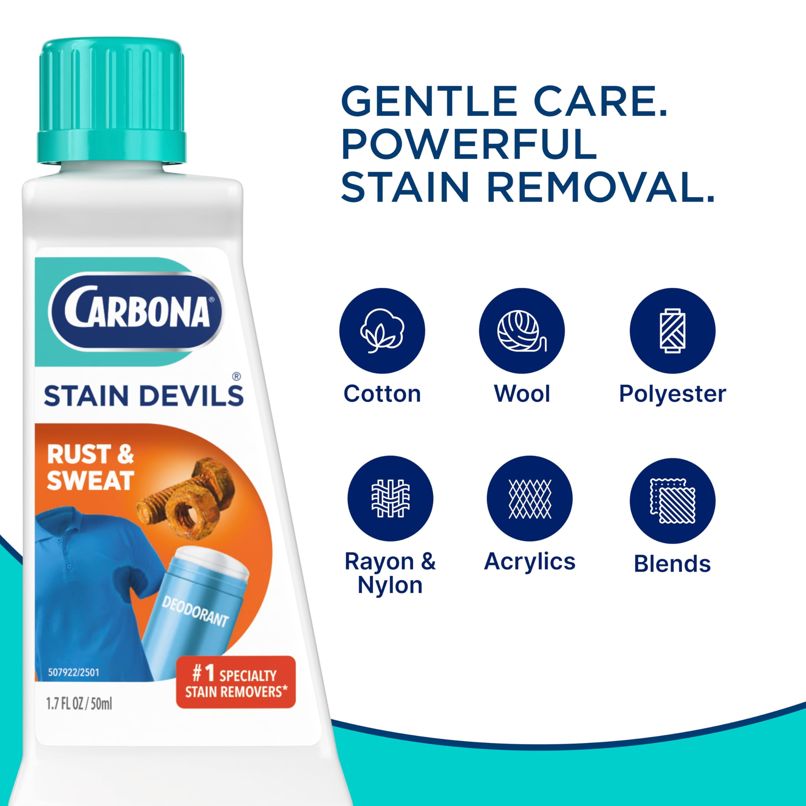 Carbona Stain Devils® #9 | Rust & Perspiration | Professional Strength Laundry Stain Remover | Multi-Fabric Cleaner | Safe On Skin & Washable Fabrics | 1.7 Fl Oz, 1 Pack