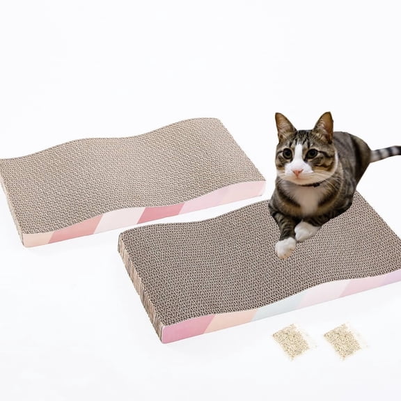 Cat Scratching Board cat Scratcher Cat Scratch Pad Cardboard cat scratchers for Indoor Cats Reversible Large Wide Corrugated with (2pcs)