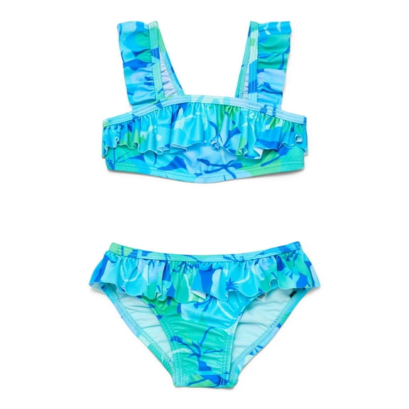 Wonder Nation Baby and Toddler Girl Ruffle Bikini Swim Set, 2-Piece, Sizes 12M-5T