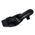 thumbnail image 7 of Womens Heeled Sandals Open Square Toe Slip on Mules Crooss Strap Kitten Heels Trendy Slides Summer Dress Shoes Black Size 8.5, 7 of 7